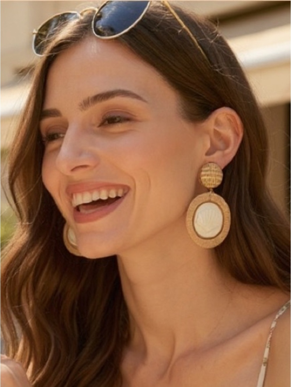 NWT Tuckernuck Raffia Rowen Clamshell Statement Drop Earrings - Picture 13 of 13